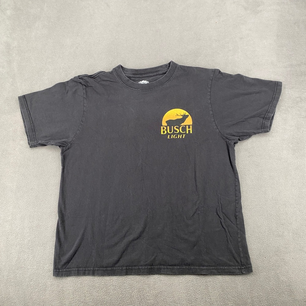 Busch Light Beer T-Shirt Mens Medium Black Head For The Mountains Elk Graphic